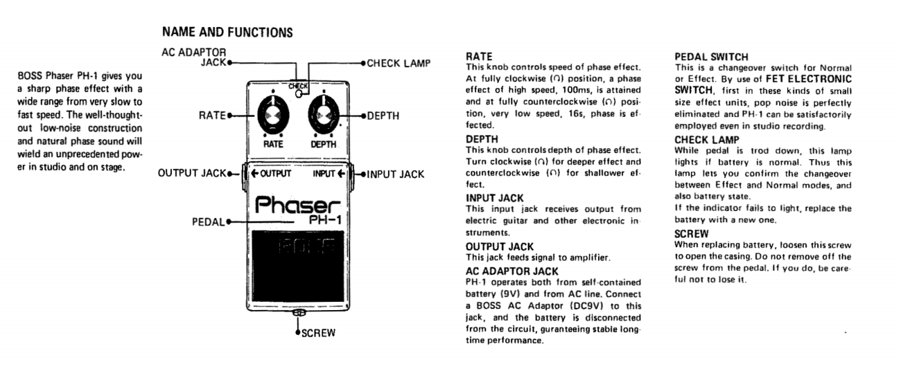 Boss PH-1 Phaser | Guitar Nine